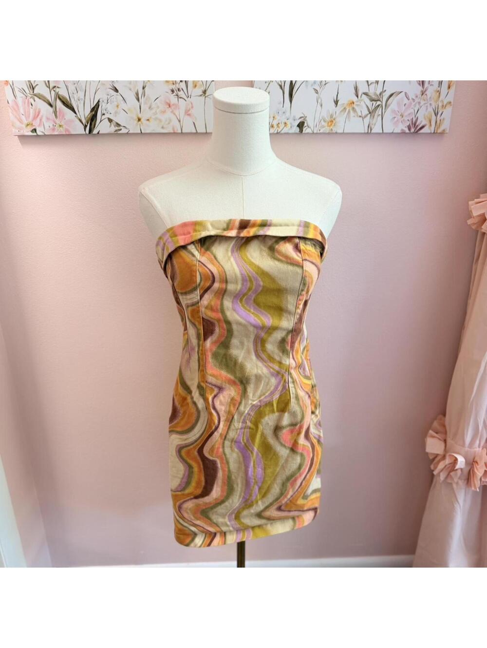 Wild Fable psychedelic strapless mini dress